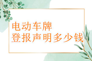 電動車牌登報掛失多少錢