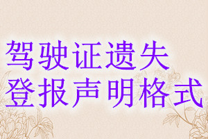 駕駛證遺失登報(bào)聲明格式